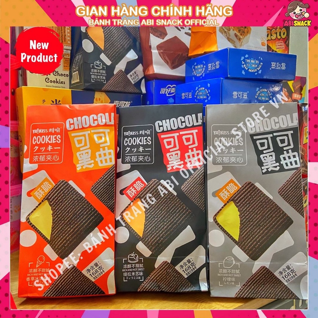 BÁNH QUY COOKIE 3 VỊ Yakiss vị kem vani-taramisu-chanh văn phòng ăn vặt trà chiều túi giấy 168g