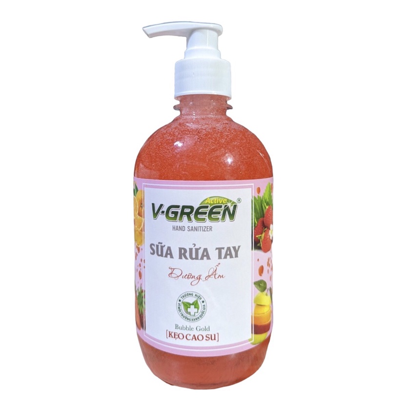 N­ước rửa tay Vgreen 500ml Hương Quế cam, Táo, Dâu, Bubble Gold