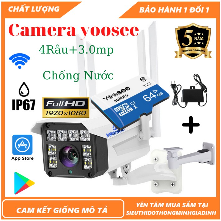 Camera Yoosee Ngoài Trời 3.0 MPx 4 Râu 1296 Pixel | BigBuy360 - bigbuy360.vn