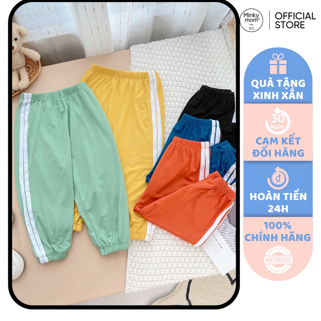 [SALE] Quần Thun Lạnh Sọc Bé Trai, Bé Gái Minky Mom Dáng Thể Thao, Quần Dài Cho Bé Mặc Đi Học MKMQTD2201