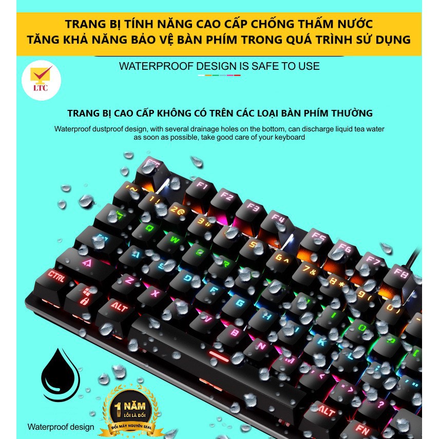 Bàn phím cơ gaming máy tính K550, 10 chế độ led khác nhau, thích hợp chơi game, dùng văn phòng cho pc, laptop, máy tính | BigBuy360 - bigbuy360.vn