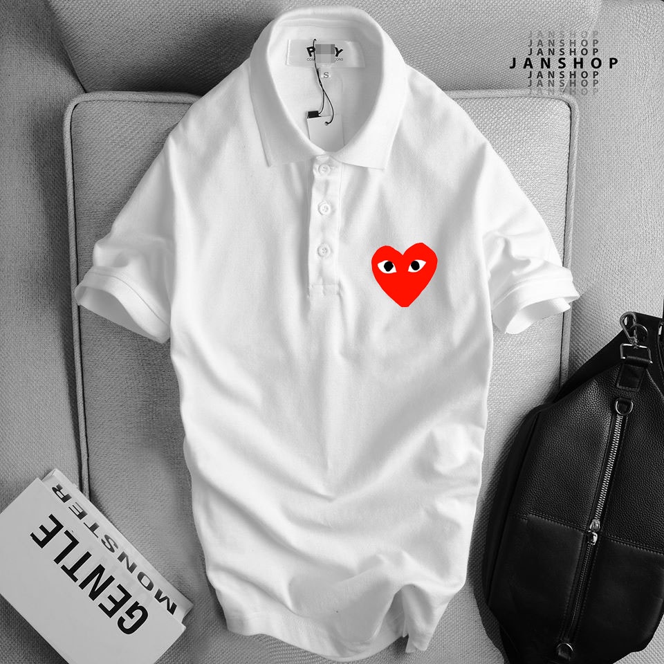 Áo Polo TATO SHOP in hình trái tim - áo thun polo basic unisex thời trang nam nữ