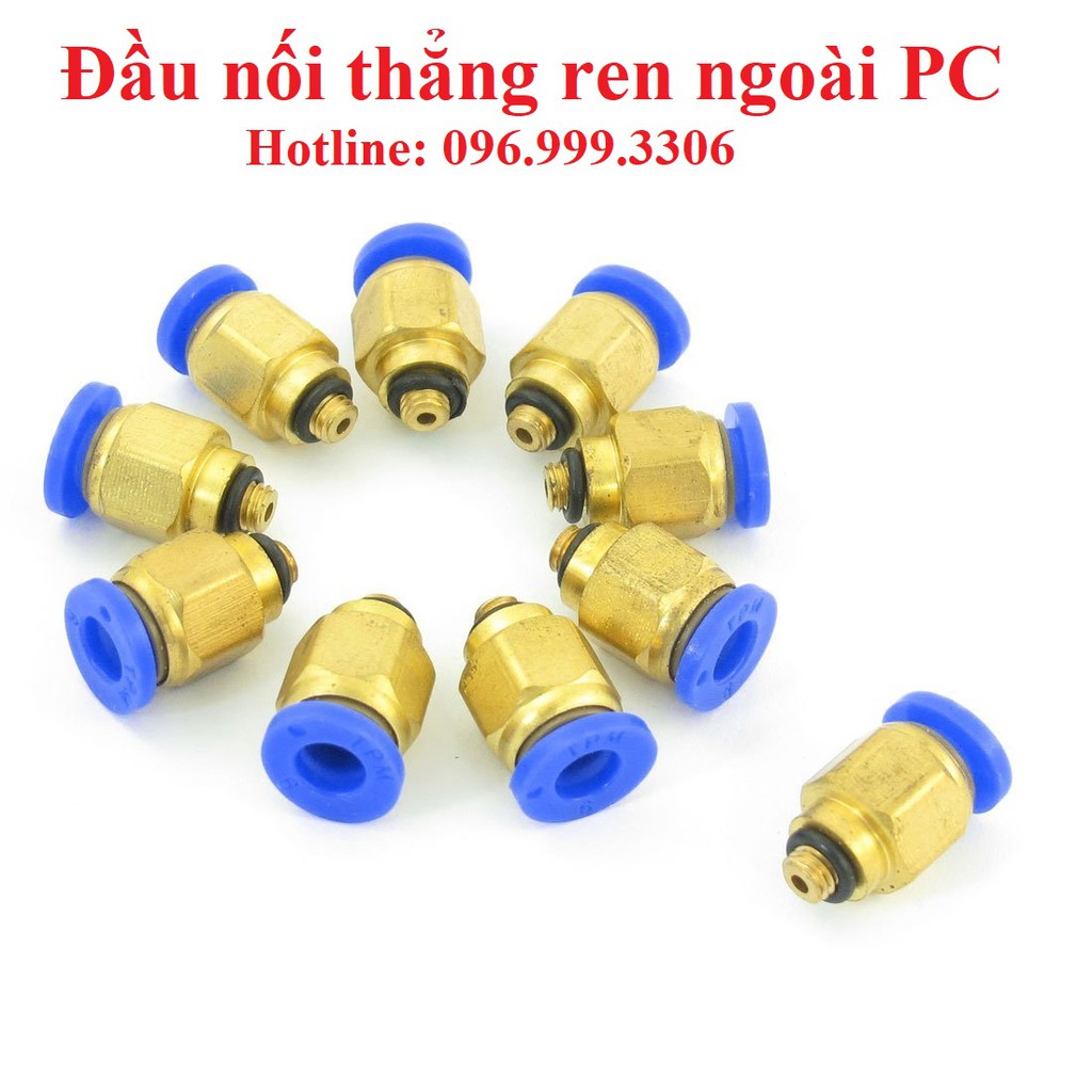 Đầu nối thẳng ren ngoài PC ống 8 đầy đủ kích cỡ ren PC801 PC802 PC803 PC804