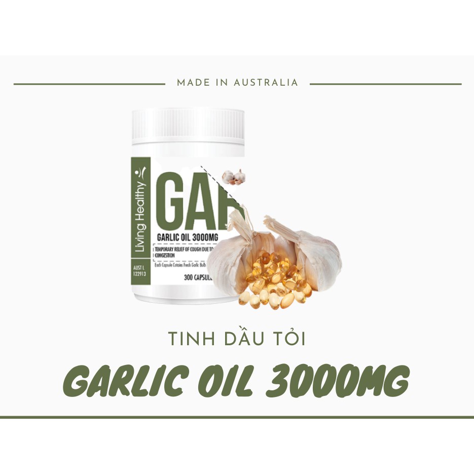 Tinh Dầu Tỏi Úc Tăng Sức Đề Kháng Living Healthy Garlic Oil 3000mg - Dùng Cho Cả Nhà