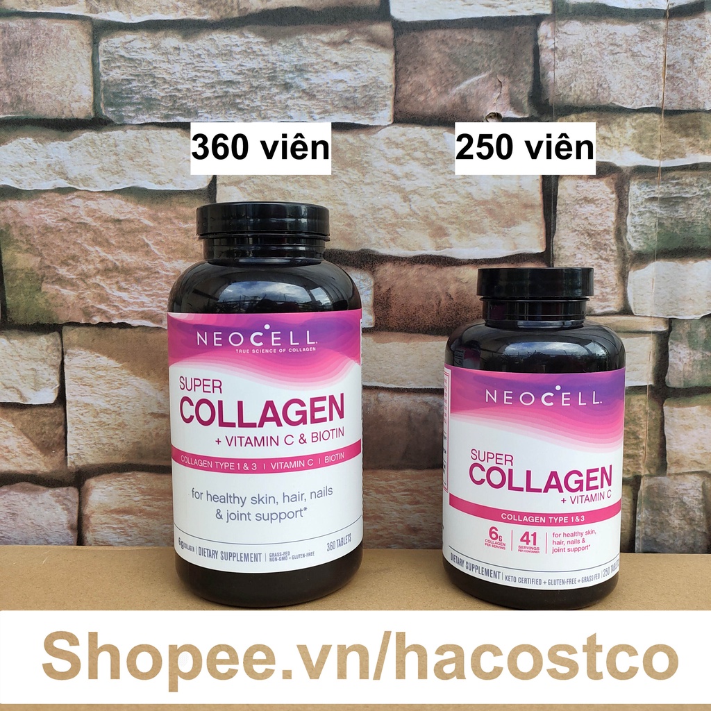 Viên Uống Super Collagen Neocell +C 6000 Mg type 1 - 3 Neocell 360 và 250 viên