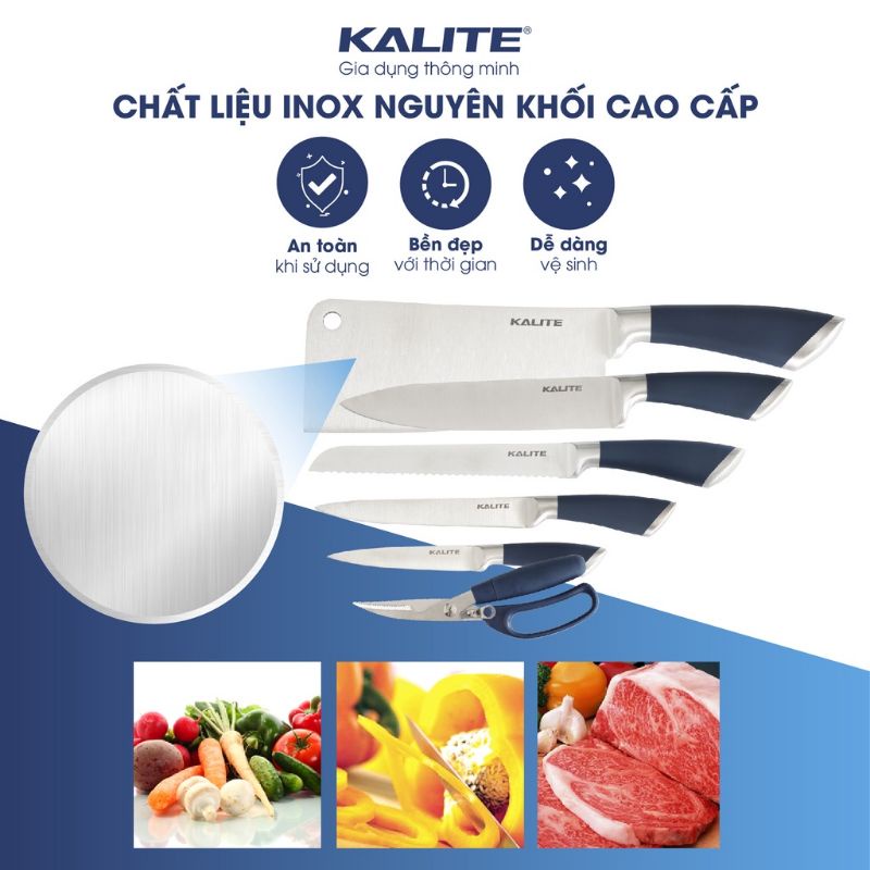 Bộ dao kéo 6 món Kalite KL 190, chất liệu inox nguyên khối cao cấp, hàng chính hãng