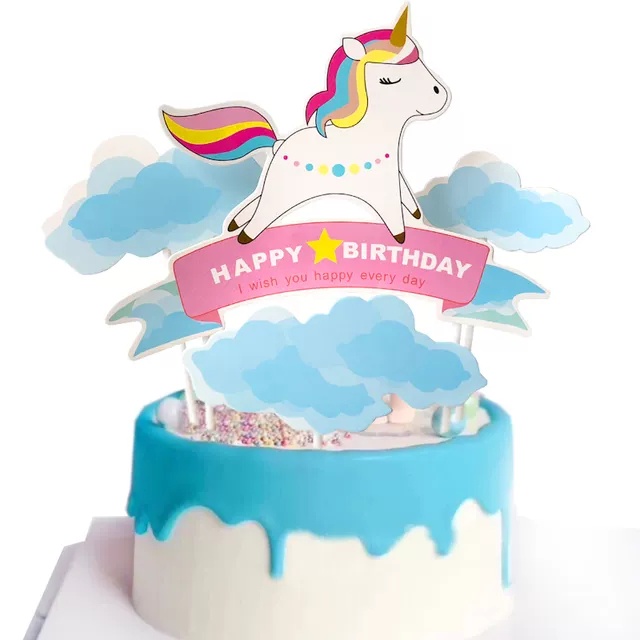 Phụ Kiện Trang trí Bánh Sinh Nhật Bánh Kem - SET THẺ CẮM NGỰA 1 SỪNG