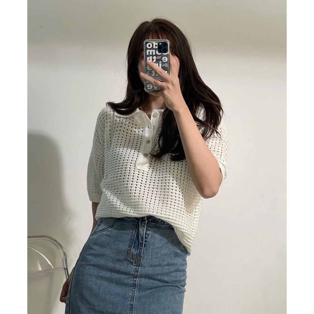 Áo polo len lưới thoáng mát aoluoicoctayA23 Dorastyle