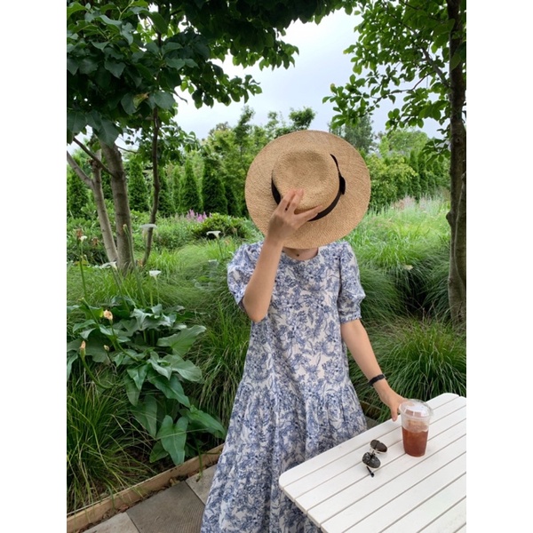 Đầm Suông Cổ Tròn Dáng Dài Váy Suông Hoạ Tiết Thời Trang Thanh Lịch Phong Cách Hàn Quốc