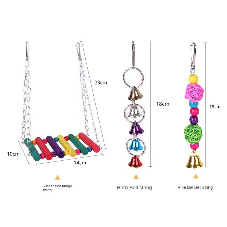 Bộ 10 Cầu Treo Đồ Chơi Màu Cầu Vồng Cho Vẹt