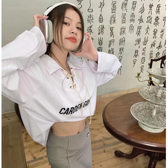 QKOOLE  Áo polo Tay Dài Màu Trắng Thời Trang Hàn Quốc Cho Nữ