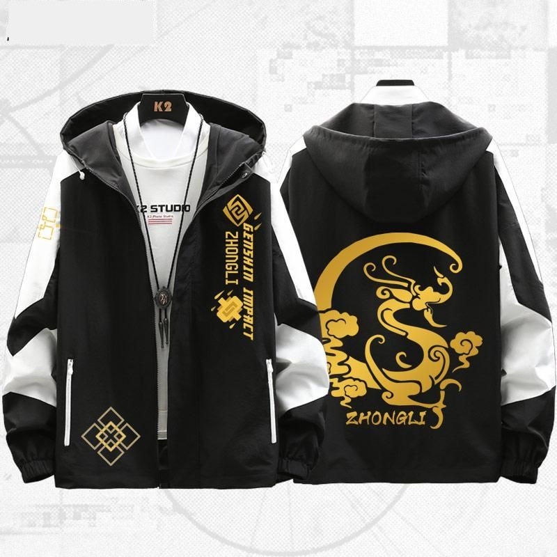 Genshin Tác Động Trò Chơi Xung Quanh Zhongli yan Wangye Áo Khoác Có Mũ Trùm Đầu Cho Học Sinh Trung Học Mùa Xuân Thu