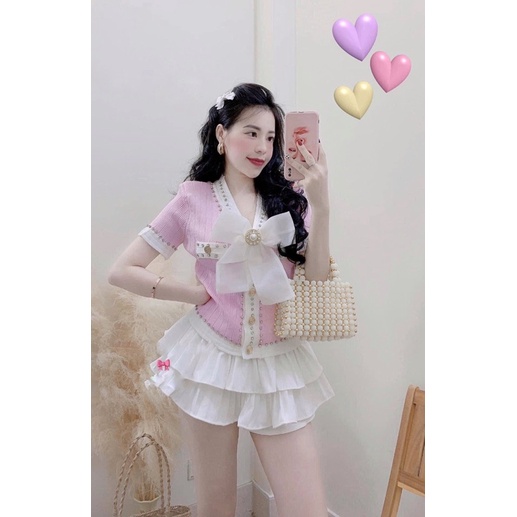 Áo len nơ cài cao cấp