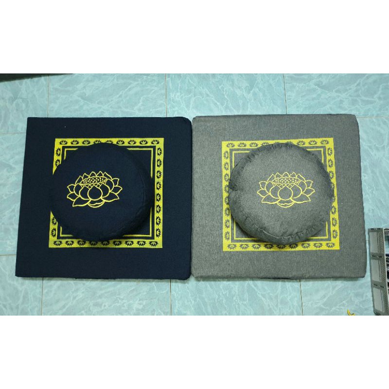 Nệm ngồi - tọa cụ 50x53x5cm, bồ đoàn 25x10cm ngồi thiền, tụng kinh, lễ Phật