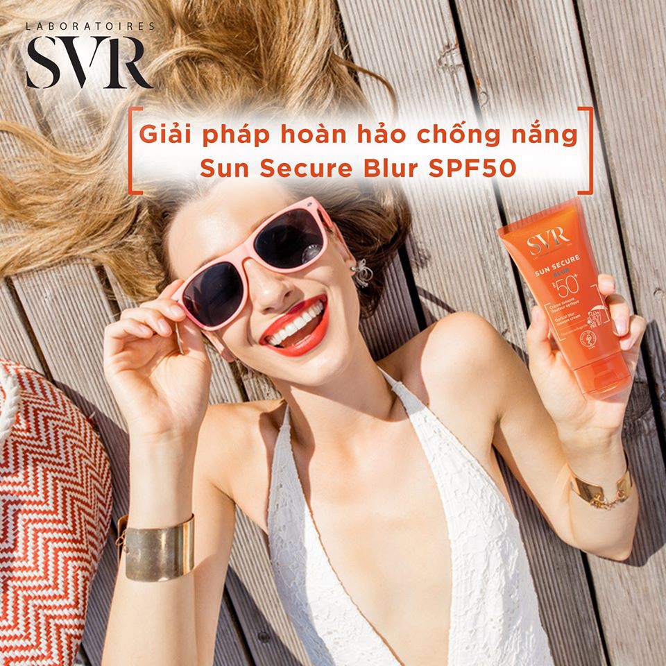 Kem chống nắng SPF50 SVR sun secure blur 50ml TẶNG mặt nạ Sexylook(Nhập khẩu)