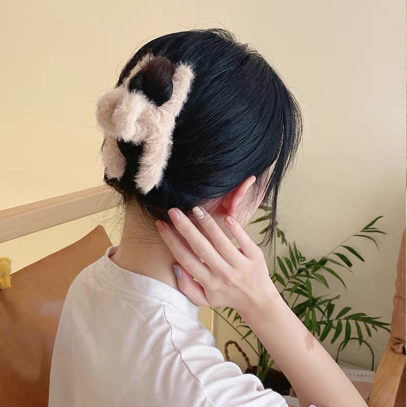 Kẹp Tóc Càng Cua Chất Liệu Sợi Lông Mịn Cặp Tóc Nữ Phong Cách Hàn Quốc UMI B459