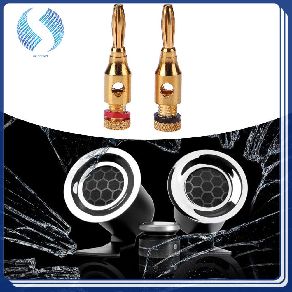 Whitelotous 2pcs Gold-Plated Plugs Musical Audio Speaker Cable Wire DIY Connectors