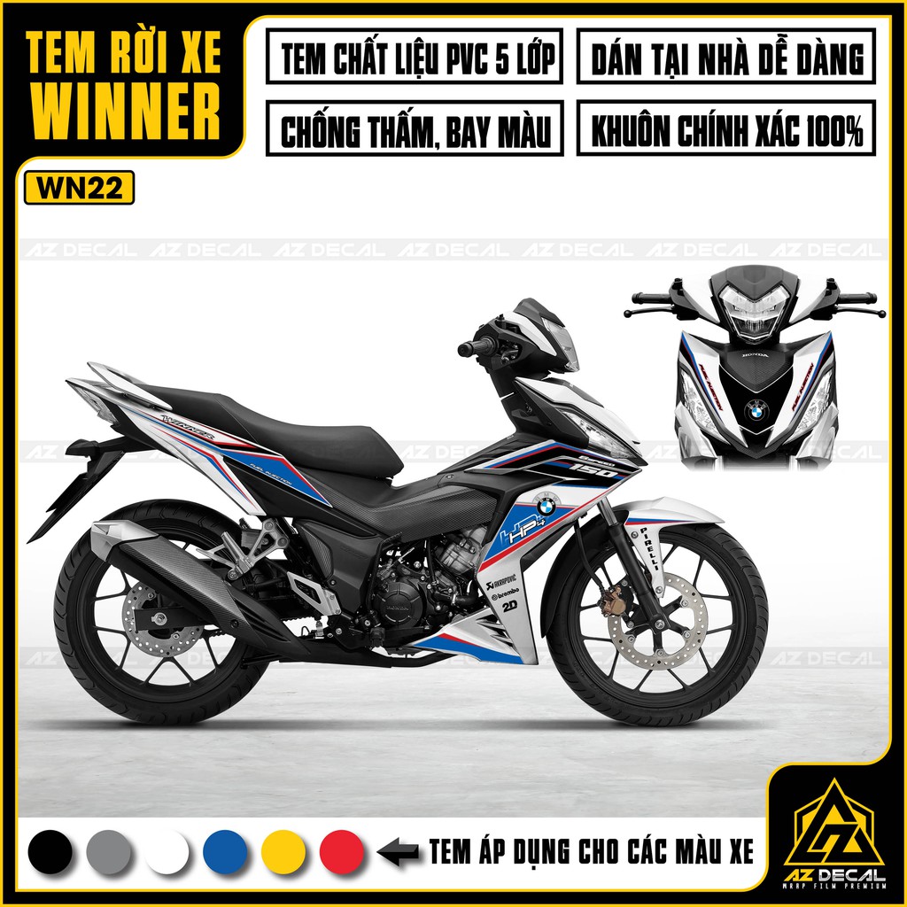 Tem Xe Winner 150 Mẫu HP4+ | WN22 | Chất Liệu Decal PVC Chống Thấm Nước, Chống Bay Màu, Dễ Dán