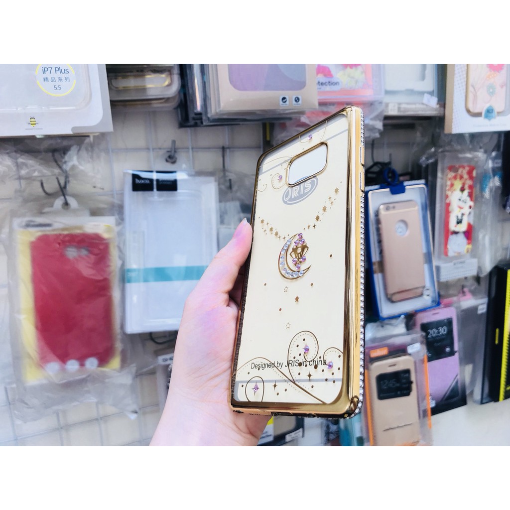 Ốp lưng dẻo Jris viền vàng đính đá cho Samsung Galaxy Note 7/ Note FE