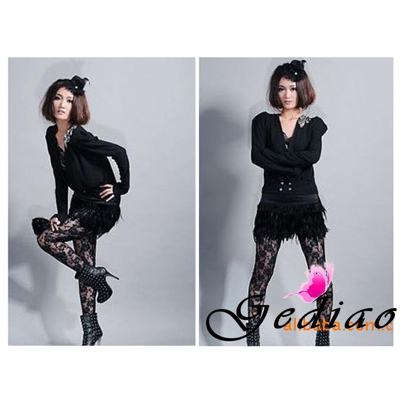 Quần legging nữ phối ren in họa tiết hoa hồng quyến rũ