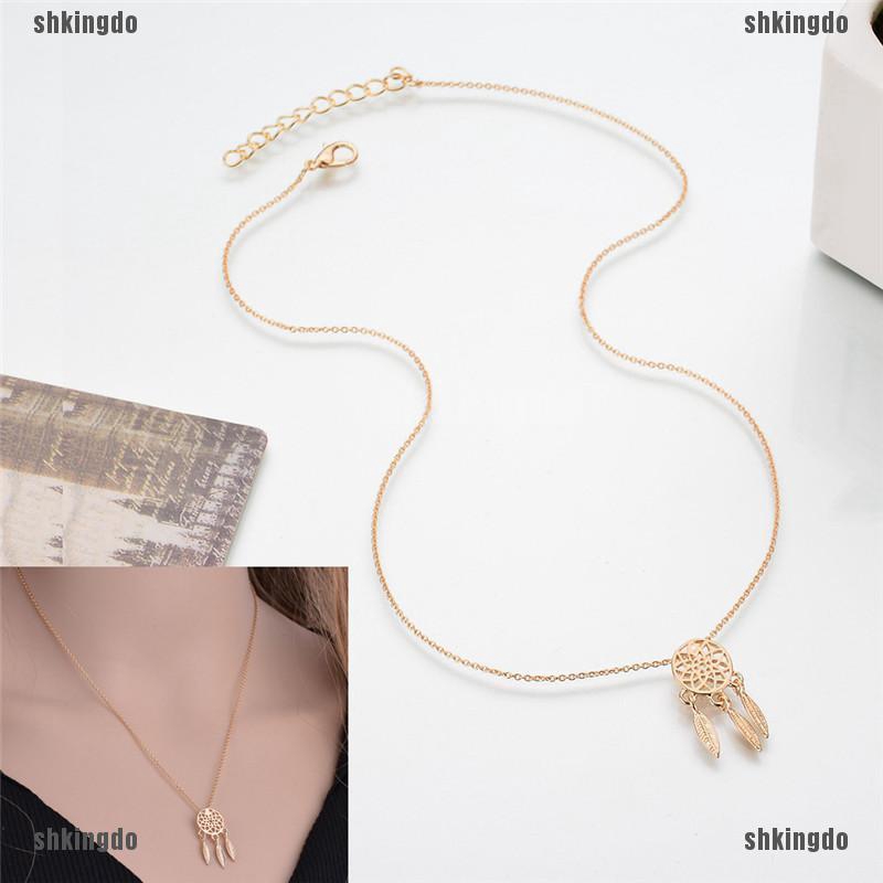 Dây chuyền mạ vàng/bạc có mặt phong cách Dreamcatcher