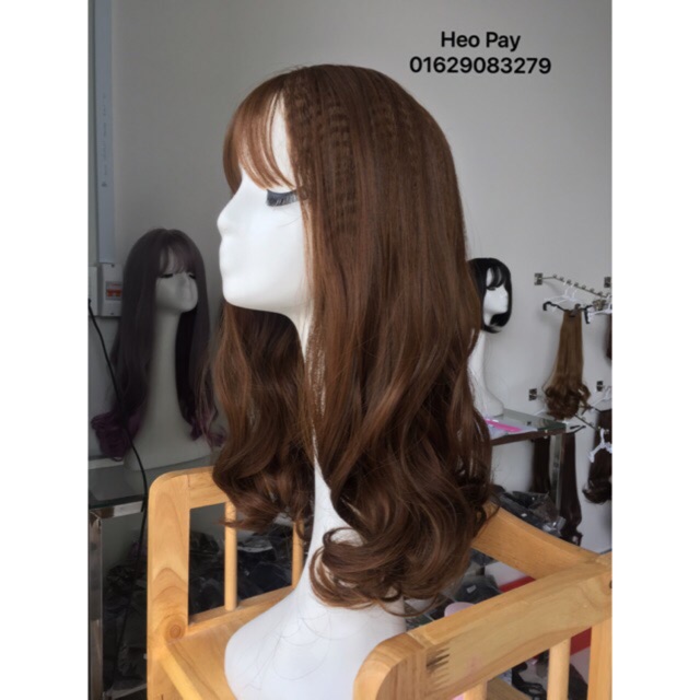 Tóc giả cả đầu ❤️FREESHIP❤️ cả đầu xoăn 40cm - bấm phồng