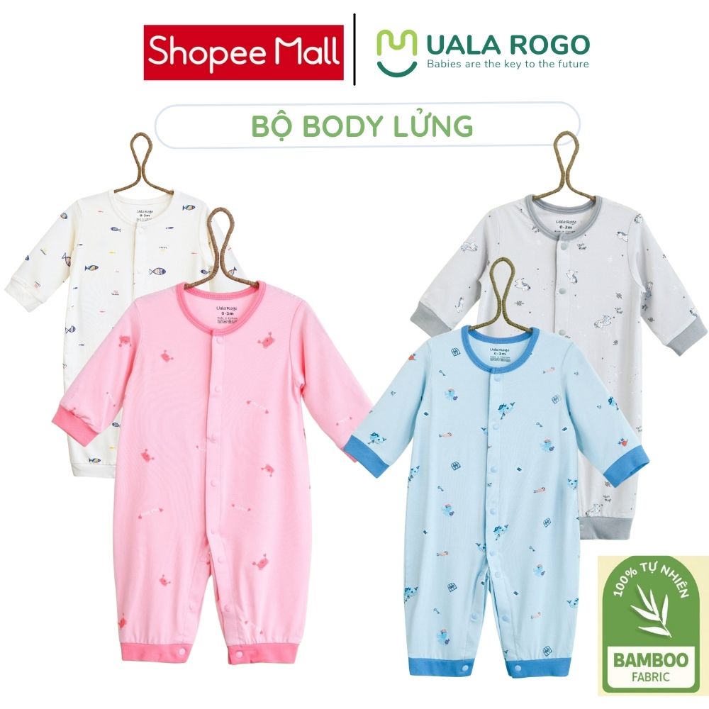 Bodysuit cho bé Uala rogo 0-12 tháng tay Lửng vải sợi tre Bamboo Fabric mềm mát gọn gàng cúc giữa ur 2017