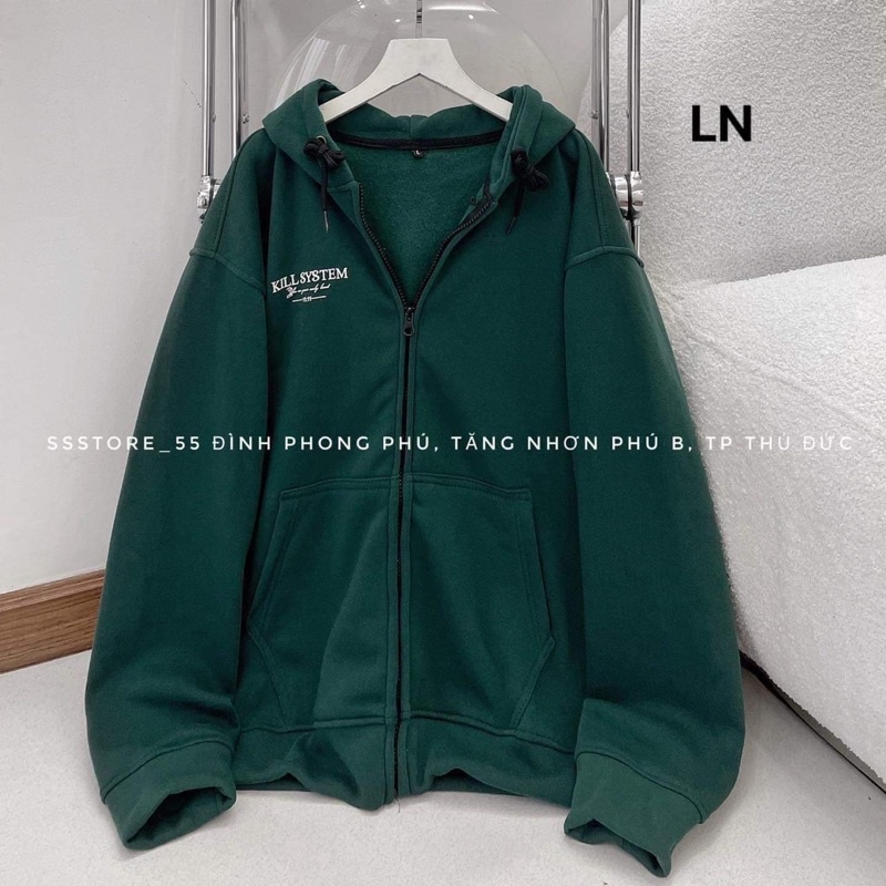 Áo khoá nỉ cotton kill hai mặt LN12