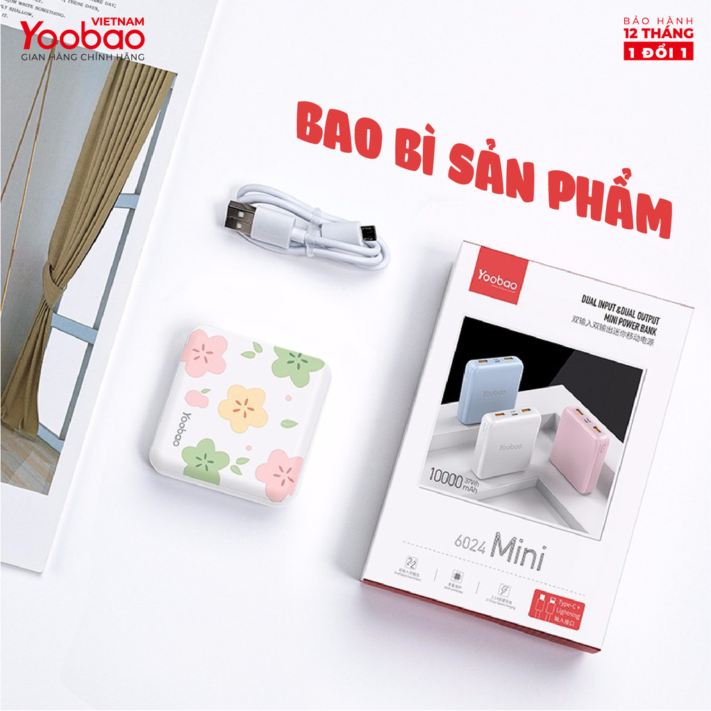 [CHÍNH HÃNG-BH 12 THÁNG] Pin sạc dự phòng Yoobao M4 mini 10000mAh Pin Li-Polymer 2 đầu vào 2 đầu ra cho đt, mt bảng..