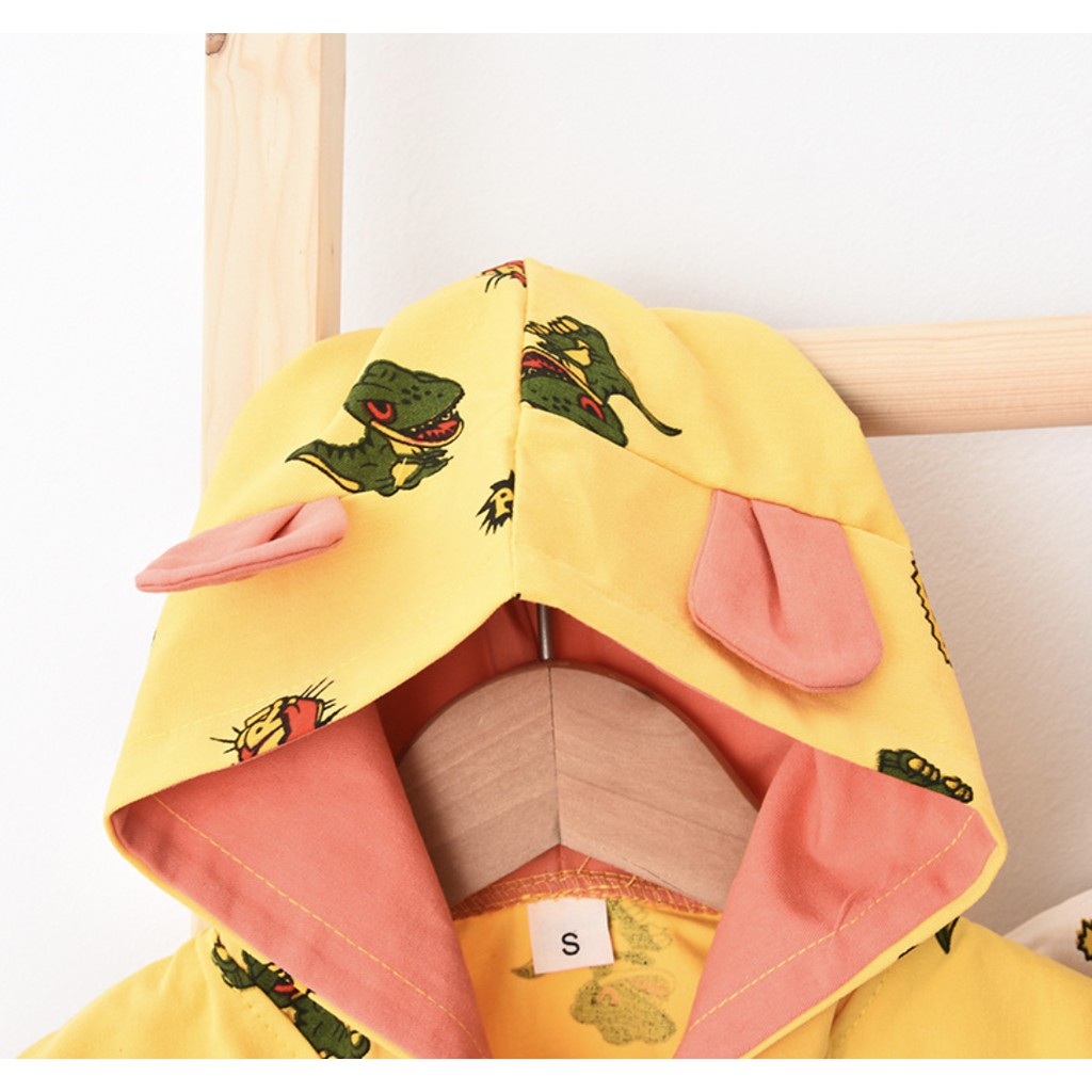 [ CHO BÉ TỪ 1-4 TUỔI] Áo khoác gió cho bé trai gái 3D chất liệu mềm mỏng in hình khủng long liền nón phong cách Hàn Quốc