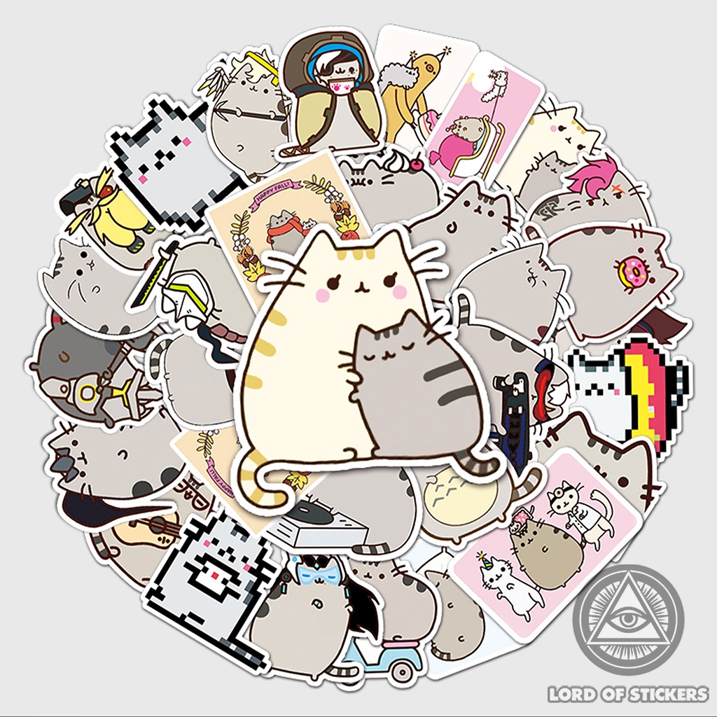 Set 50 Nhãn Dán Mèo Pushkin Cat Sticker Hoạt Hình Cute Dễ Thương Chống Thấm Nước Trang Trí Mũ Nón Bảo Hiểm, Laptop, Sổ