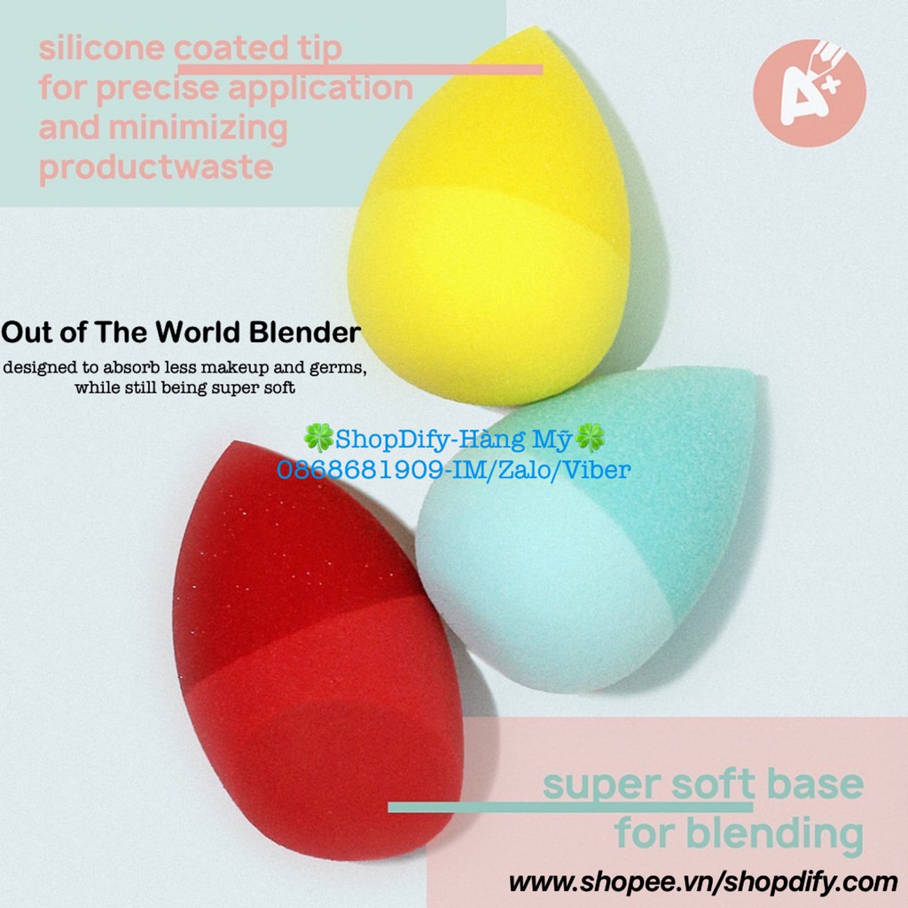 {Hàng Mỹ} Mút Tán Nền Giọt Nước, Đầu Vát, Đế Đựng Paw Paw, Sili Dip AOA Studio Wonder Blender Sponge Shopmissa / Missa