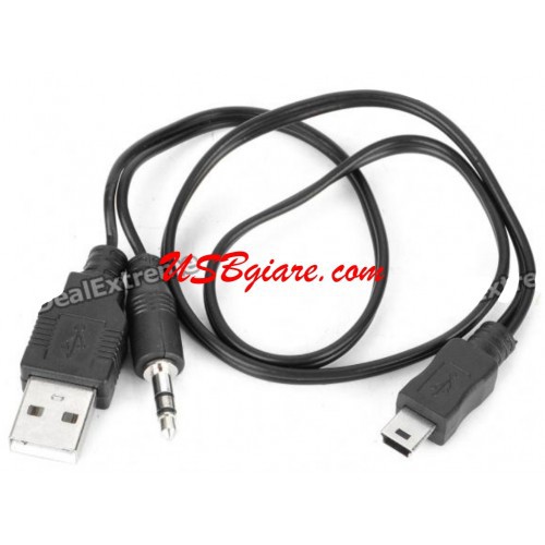 CÁP LOA 3 ĐẦU 1 ĐẦU JACK 3.5MM + 1 ĐẦU USB 2.0 SANG 1 ĐẦU MINI USB