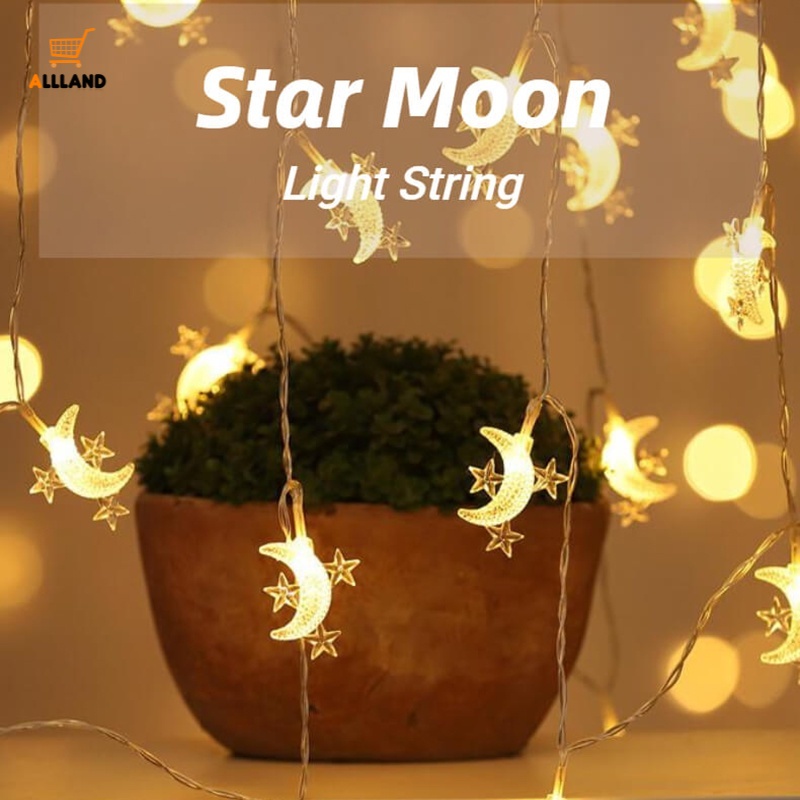 Dây Đèn LED Hình Ngôi Sao/Mặt Trăng Bằng Đồng 1.5/3m Dùng Để Trang Trí