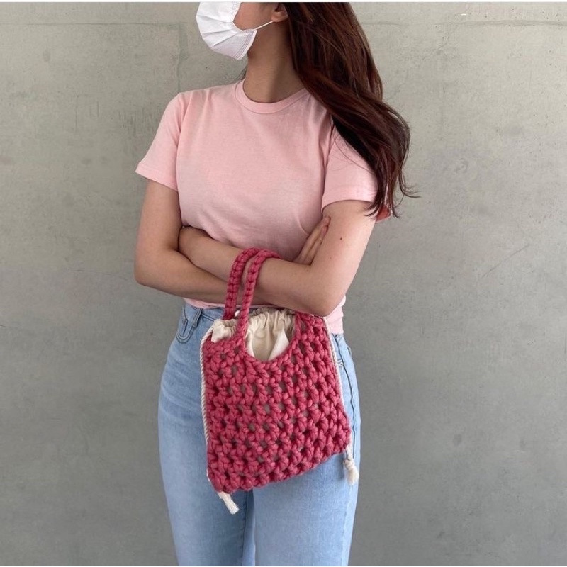 Túi Lưới móc bằng Len túi đựng điện thoại handmade len móc