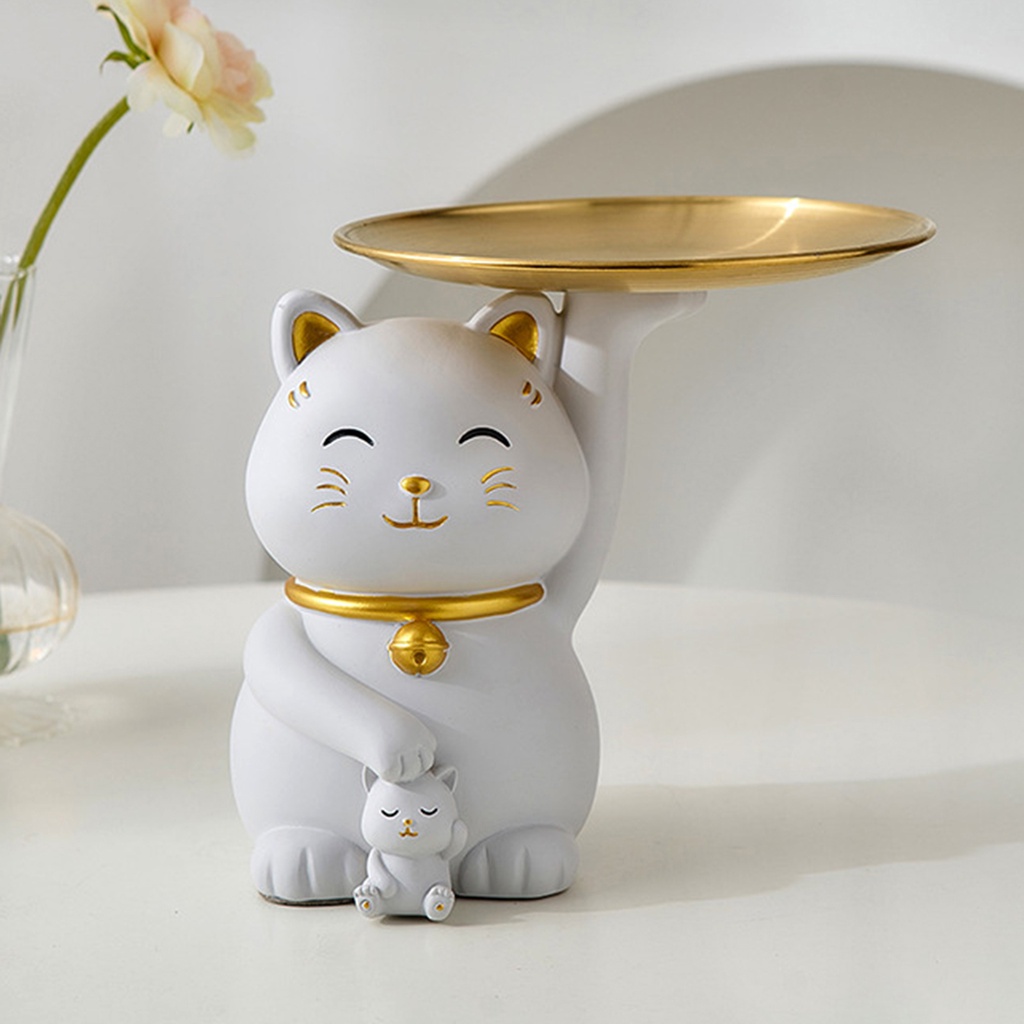Khay đựng tượng hình chú mèo dễ thương dùng trang trí nhà cửa