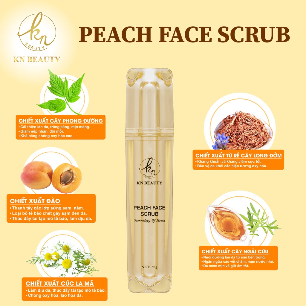 Tẩy tế bào chết tinh chất Đào KN Beauty – Peach Face Scrub 50g tặng quà mini