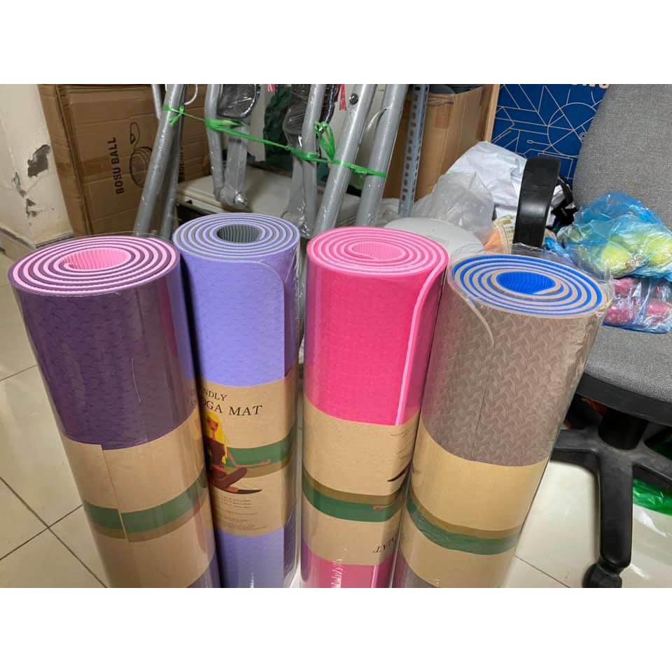 Thảm tập yoga 2 lớp dày 6li ,có túi đựng thảm