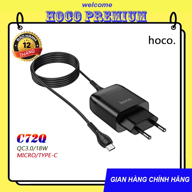 BỘ SẠC NHANH HOCO C72Q SẠC QC3.0/ 18W CHO ANDROID - CHÍNH HÃNG