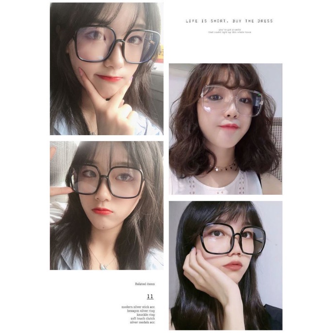 Kính Thời Trang Hàn Quốc Gọng Vuông To Tròn Hot Trend D75