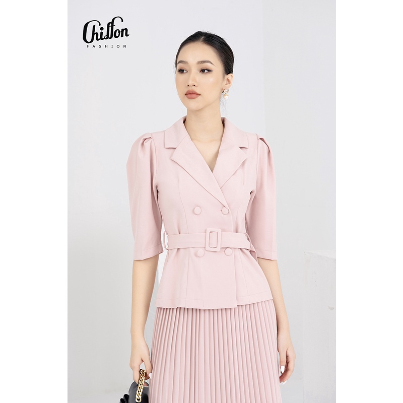 Áo vest nữ cao cấp tay bồng kèm đai bọc, hàng thiết kế by Chiffon | BigBuy360 - bigbuy360.vn