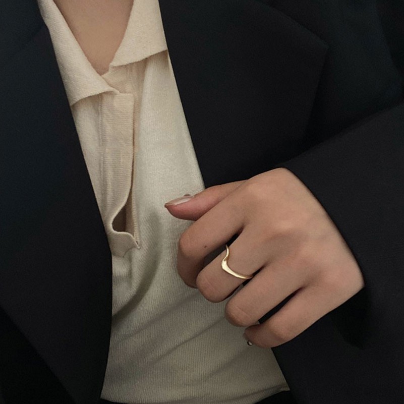 Fashion wave shape pure copper ring