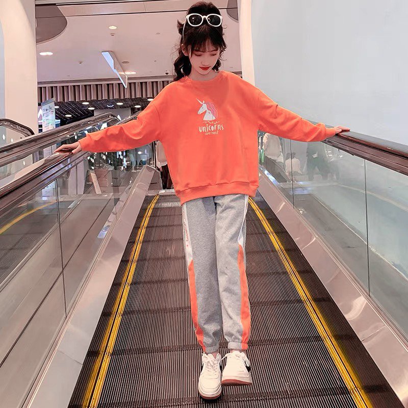 Bộ thu đông bé gái 14-45kg, set thu đông cho bé gái 4-14 tuổi unicorn sang chảnh, vải nỉ da cá dày dặn, hàng may kĩ.UNI6