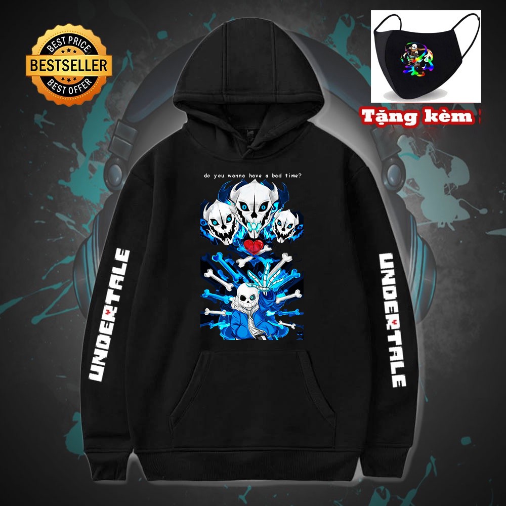 Áo Sans💥HOT 🎁 BST Áo Hoodie in hình Sans Undertale,Skate, Color,Booyah ,Fresh Ink ,Fresh Ink siêu chấ