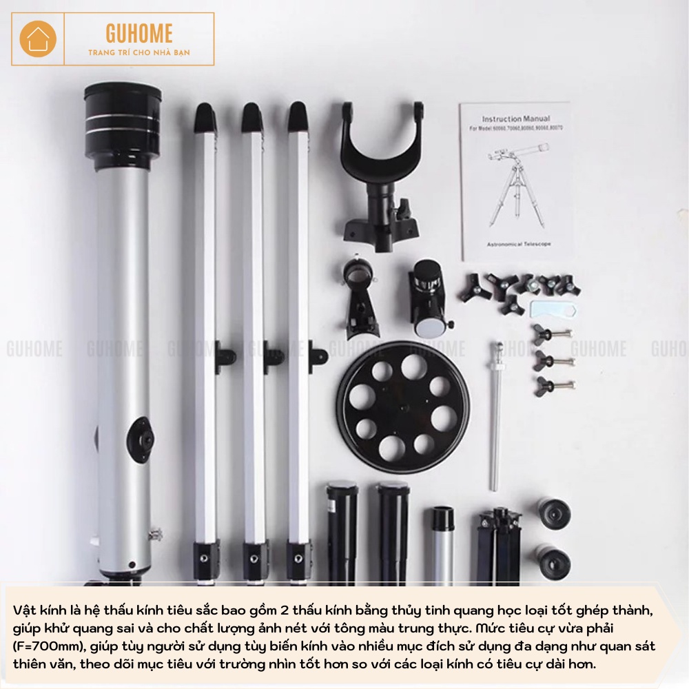 Kính thiên văn khúc xạ F70060 nhìn siêu nét