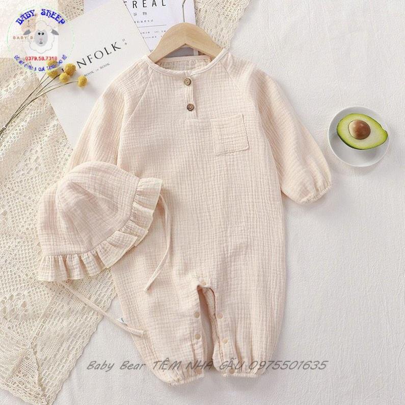 (TẶNG MŨ BÈO) Body Vải Xô  Muslin Màu Nhuộm Hữu Cơ An Toàn Đáng Yêu Cho Bé Gái từ 4-15kg BABY BEAR TIỆM NHÀ GẤU