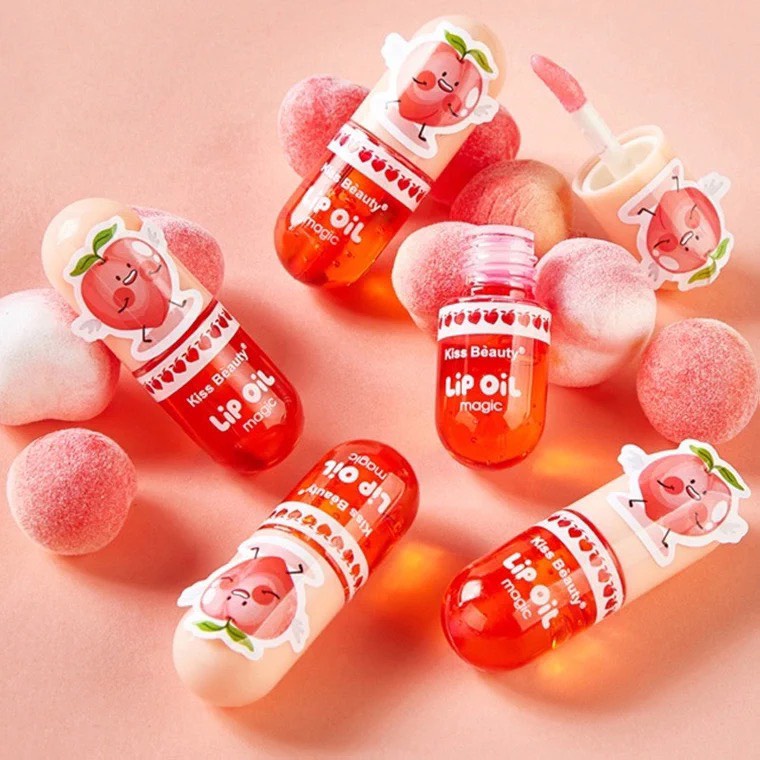 Sơn bóng dưỡng môi mùi đào LipOil Magic Kiss beauty  - Nội địa Trung Quốc