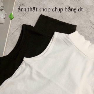 Áo ba lỗ croptop cổ lọ trơn cực xinh , chất thun bozip dày dặn mềm mịn pc