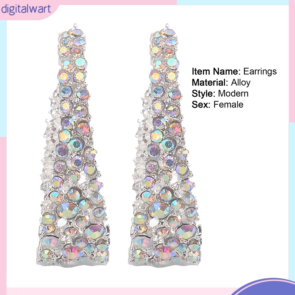 Bông Tai Hình Chữ C Đính Đá Nhiều Màu Sắc Thời Trang Cho Nữ