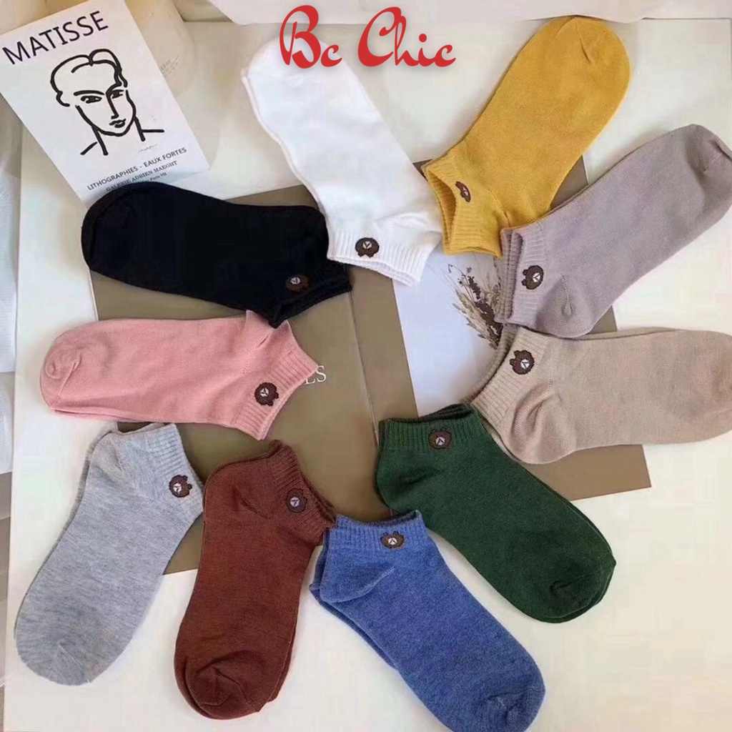 Tất Nữ , Set 10 đôi tất gấu cố ngắn đóng túi zip xịn xò mã PKT431 BC_CHIC LINGERIE